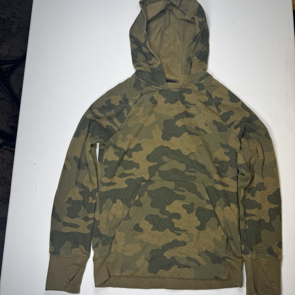 All in Motion Boys Camo Fleece Hoodie Thumb Holes Pullover Size M 8 10
